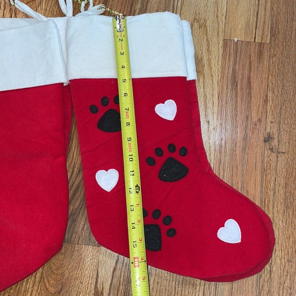 NEW BUNDLE 4 Pieces Paw print Christmas Holiday animal Cat , dog PAWS Stocking - Picture 11 of 13